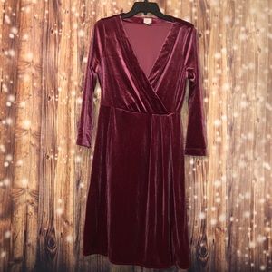 a new day Red Velvet Feeling V-Neck Dress